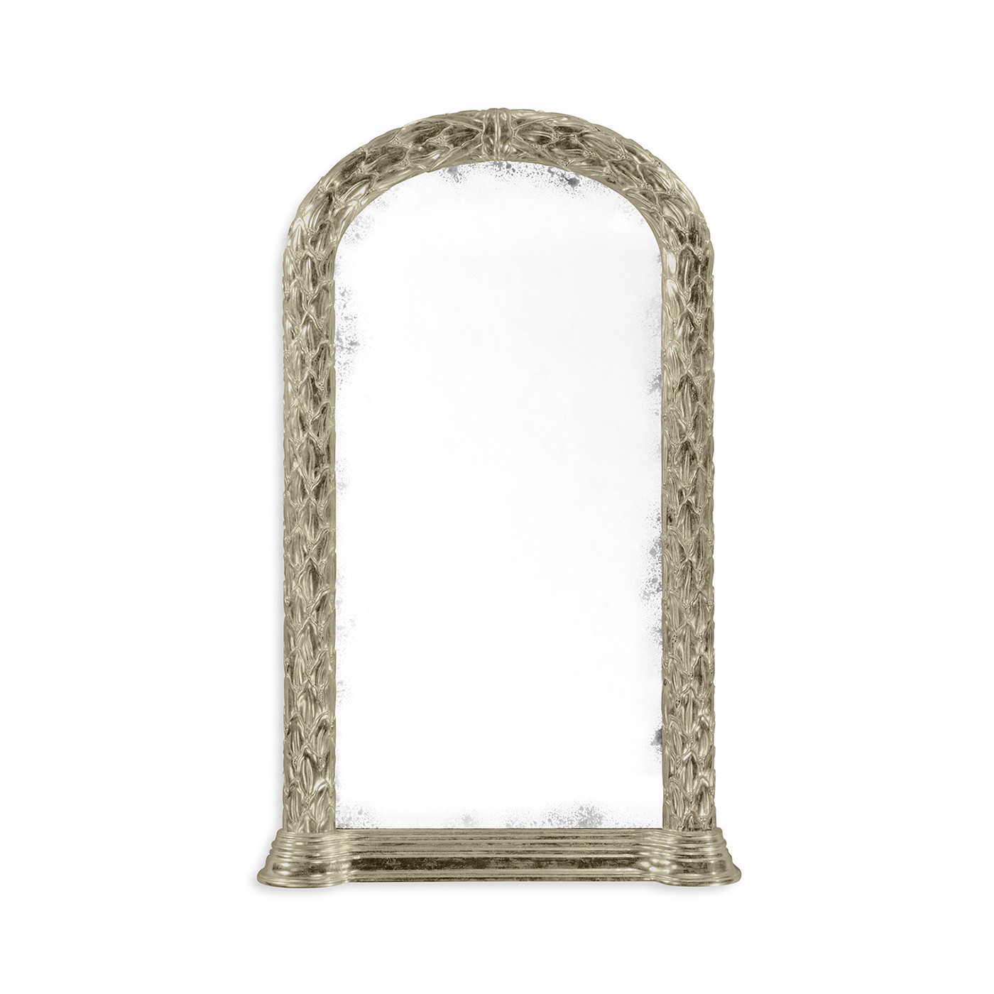 Carved and silver gilded hanging wall mirror