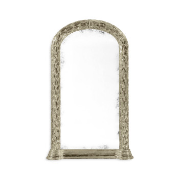 Carved and silver gilded hanging wall mirror