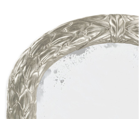 Carved and water gilded silver leaf narrow floor standing mirror