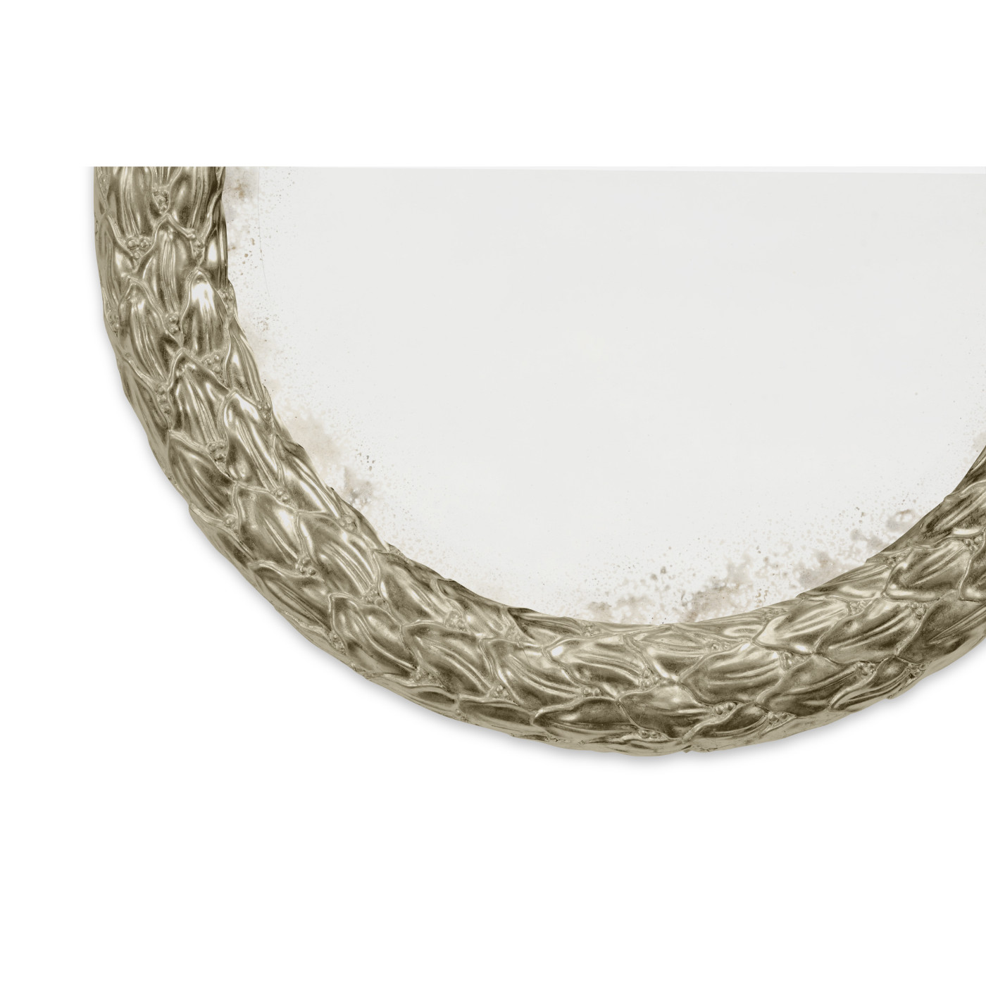 Carved & Silver Gilded Round Hanging Wall Mirror 24