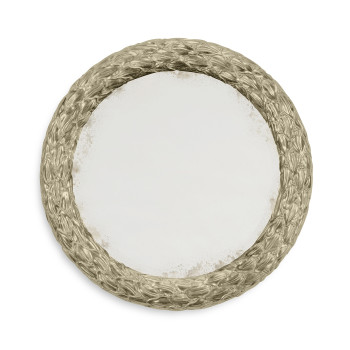 Carved & Silver Gilded Round Hanging Wall Mirror 24