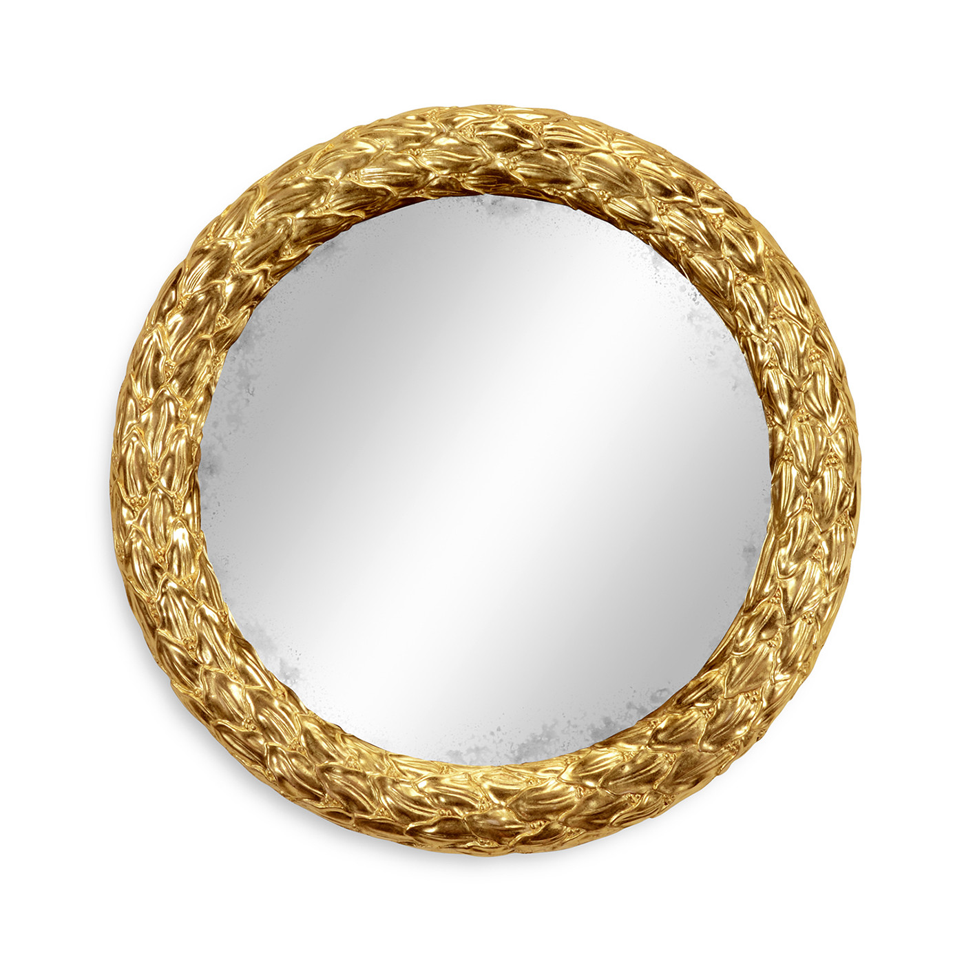 Carved & Silver Gilded Round Hanging Wall Mirror 24