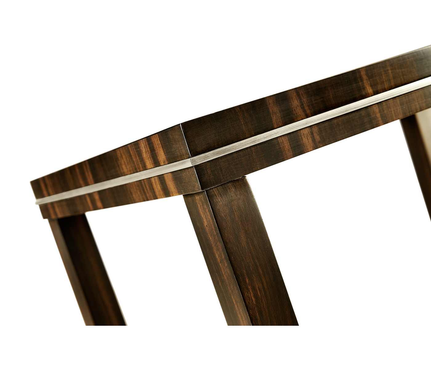Macassar Ebony Lamp Table with White Brass Detail