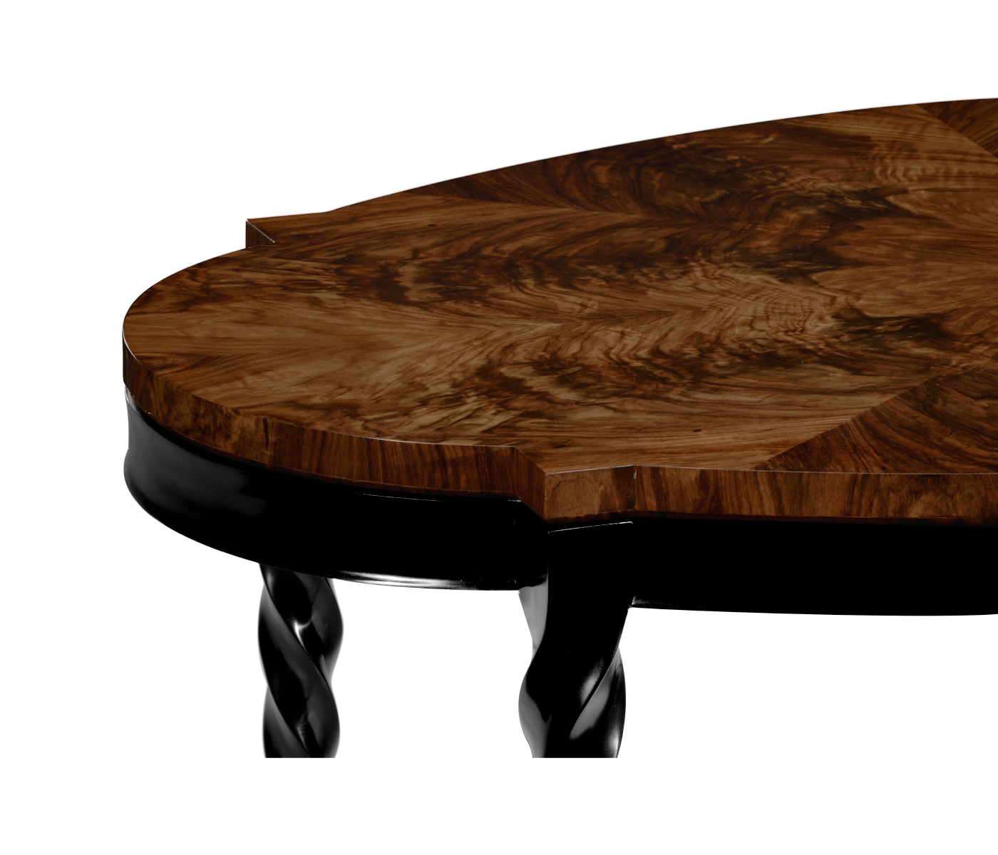Oval Black Barleytwist Quatrefoil Coffee Table