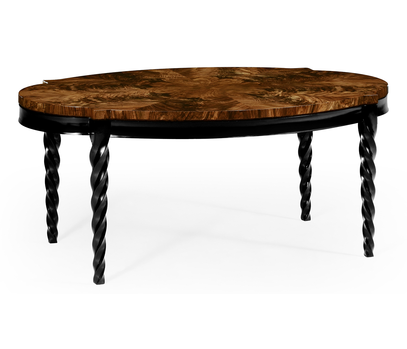 Oval Black Barleytwist Quatrefoil Coffee Table