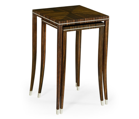 Macassar Ebony Nesting Tables with White Brass Detail