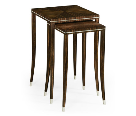 Macassar Ebony Nesting Tables with White Brass Detail