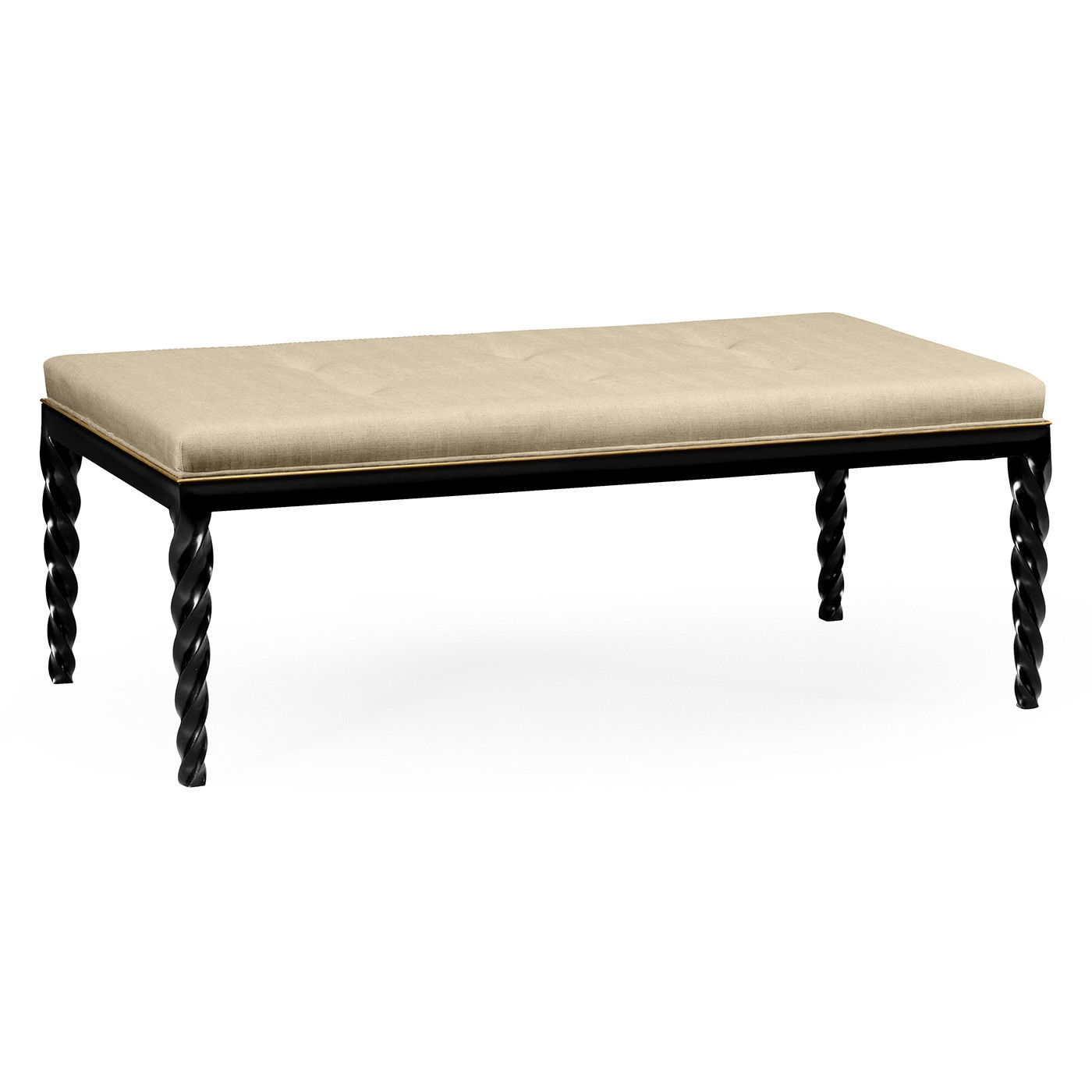 Cocktail Ottoman with Tray Table and Black Barleytwist Legs, Upholstered in MAZO