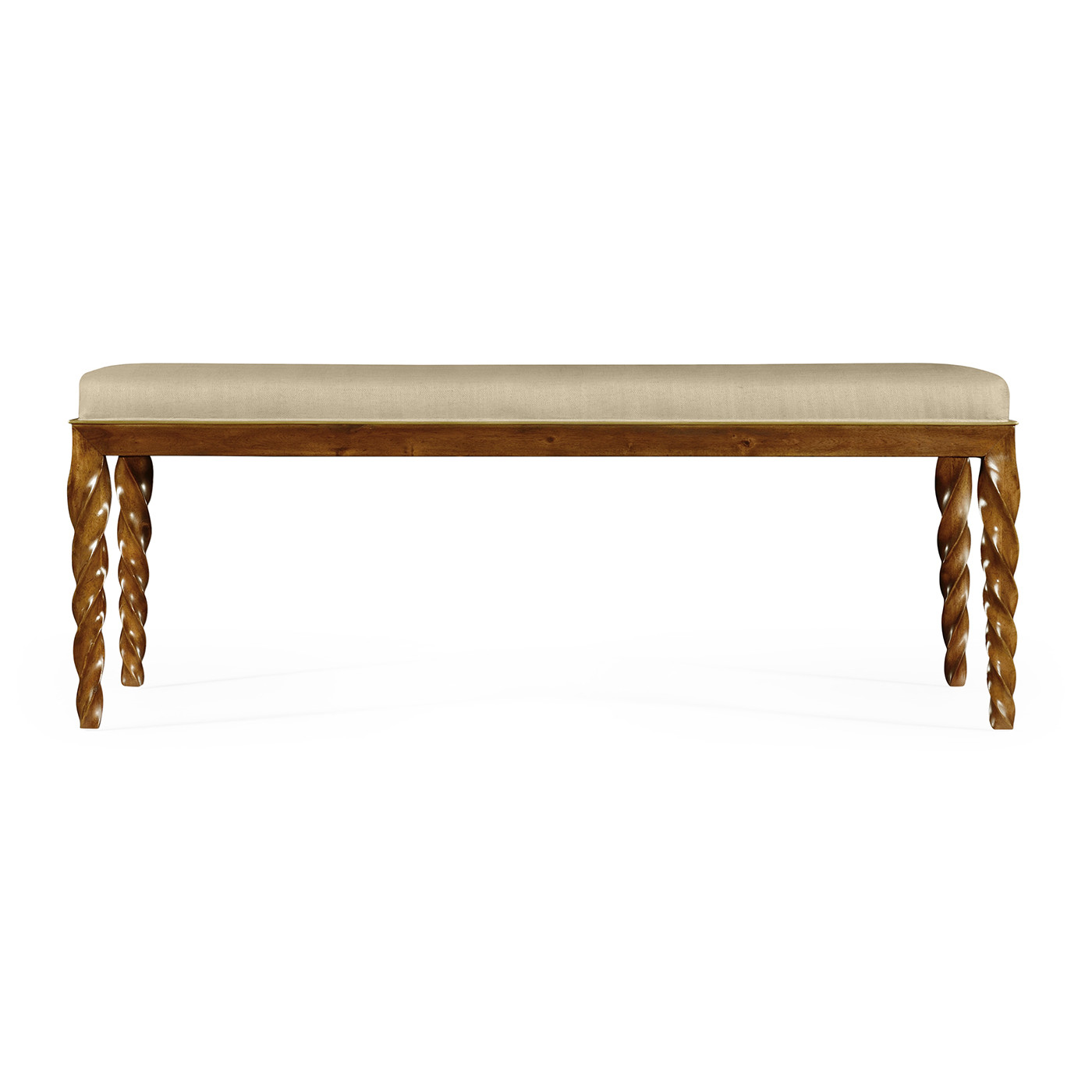 Cocktail Ottoman with Tray Table and Walnut Barleytwist Legs, Upholstered in MAZO