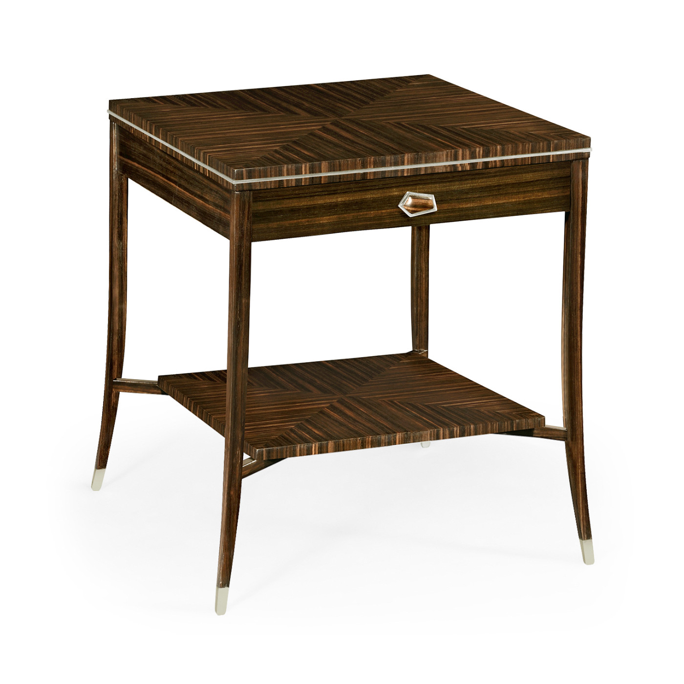 Macassar Ebony End Table with White Brass Detail