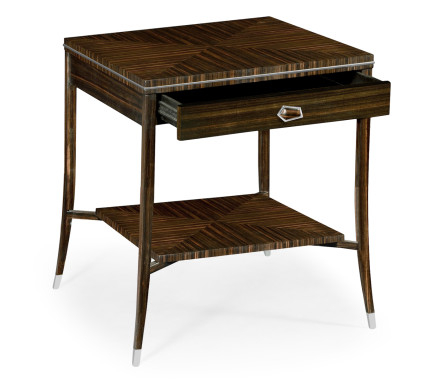 Macassar Ebony End Table with White Brass Detail