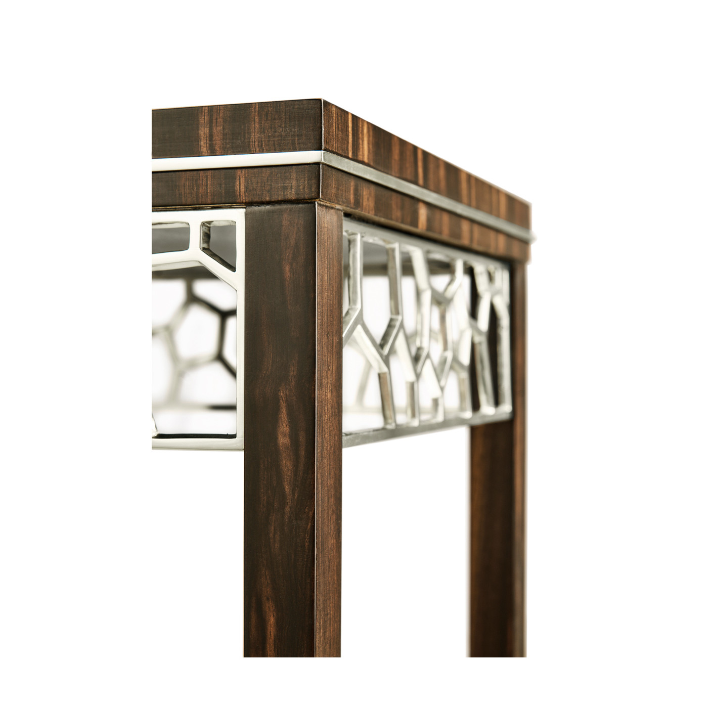 Macassar Ebony Torchere with White Brass Detail