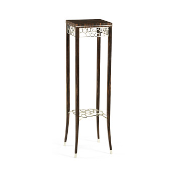 Macassar Ebony Torchere with White Brass Detail