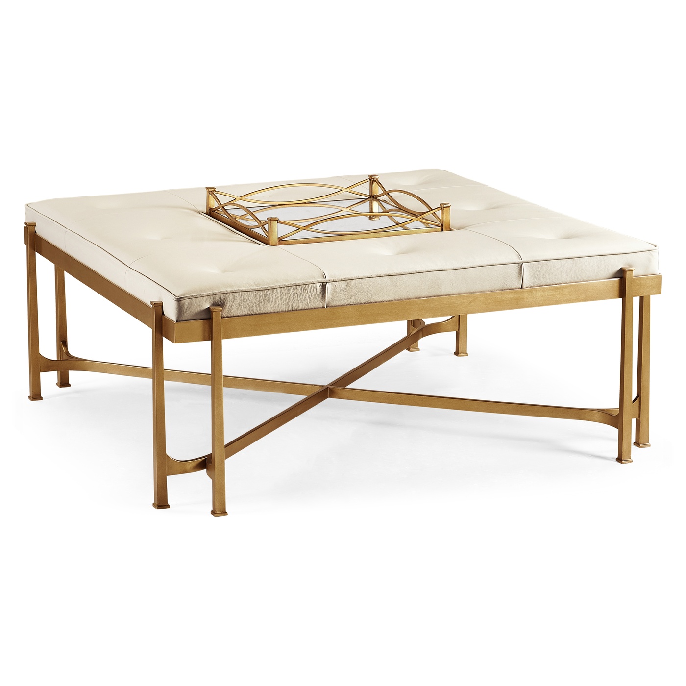 Églomisé and Gilded Iron Cocktail Ottoman