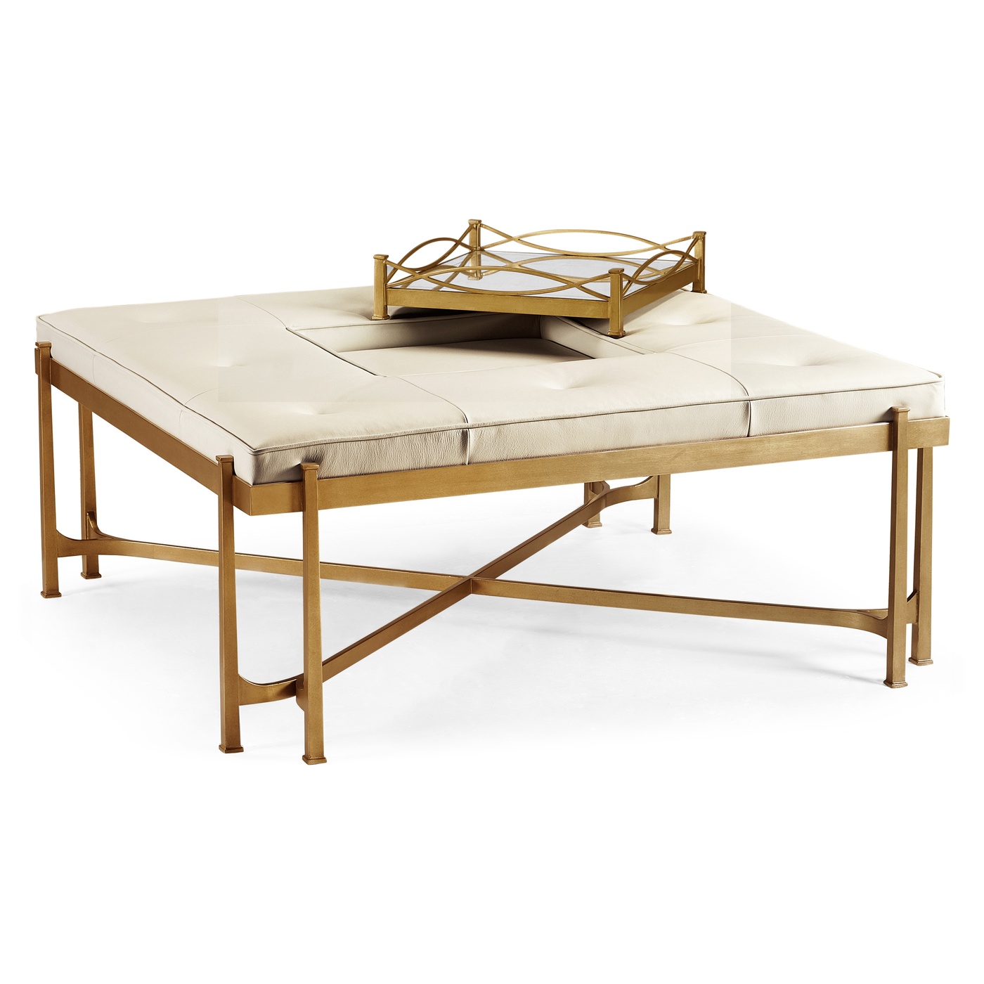 Églomisé and Gilded Iron Cocktail Ottoman