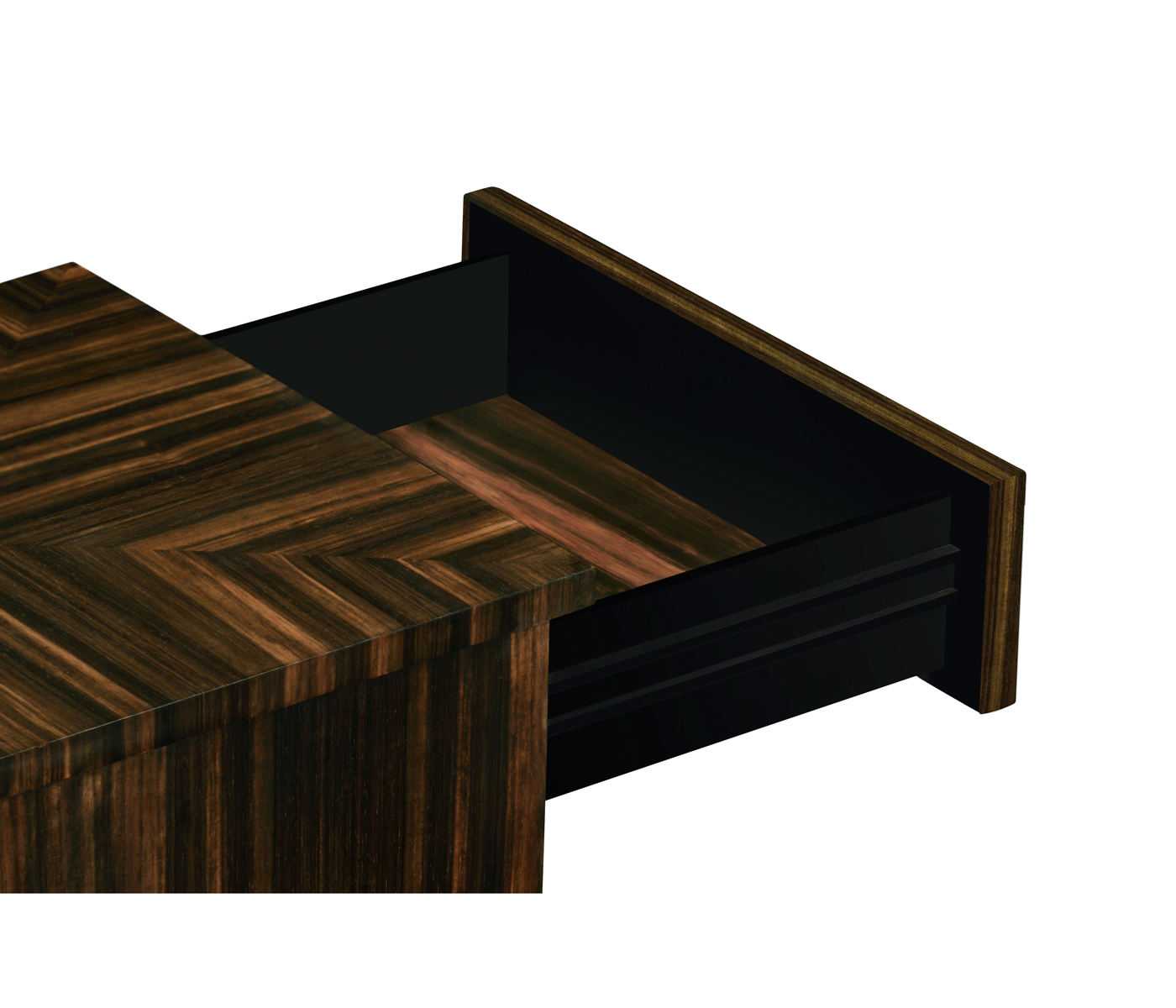 Macassar Ebony Bedside Chest with White Brass Detail