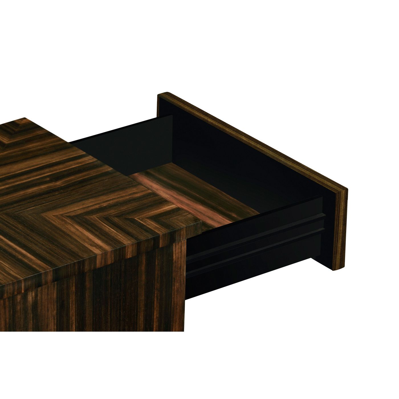 Macassar Ebony Bedside Chest with White Brass Detail