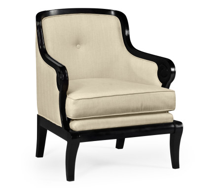 Shallow Carved Black Painted Occasional Chair