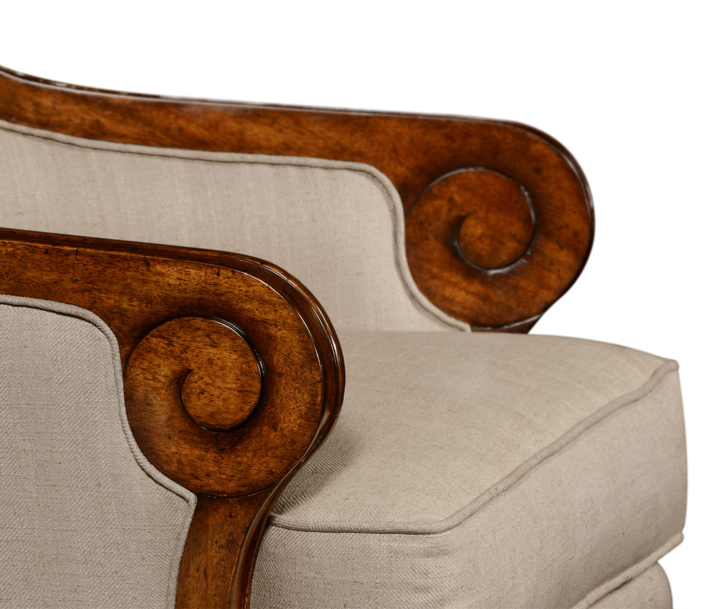 Shallow Carved Walnut Occasional Chair