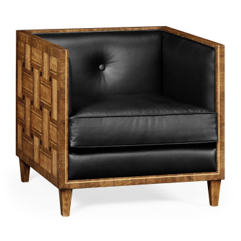 Club Chair with Woven Inlay Design