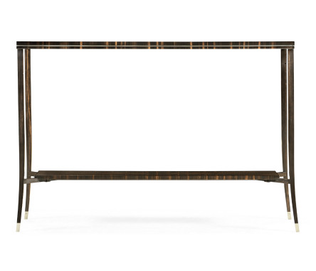 Macassar Ebony Narrow Console with White Brass Detail