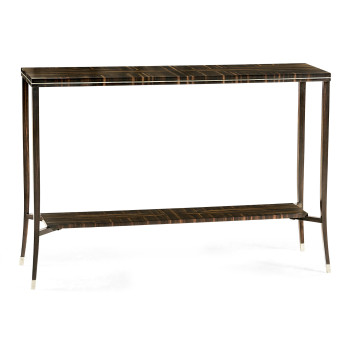 Macassar Ebony Narrow Console with White Brass Detail