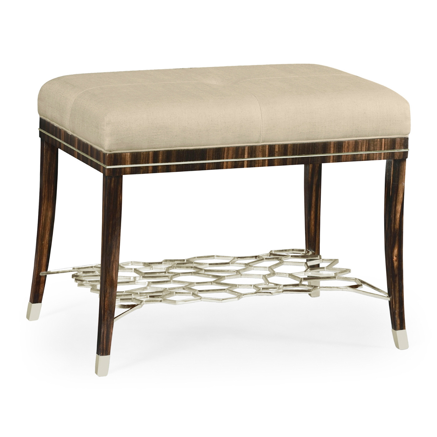 Macassar Ebony Stool with White Brass Detail