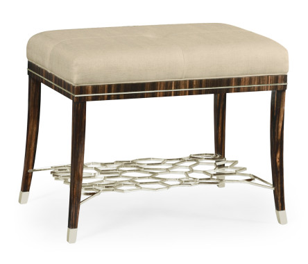 Macassar Ebony Stool with White Brass Detail