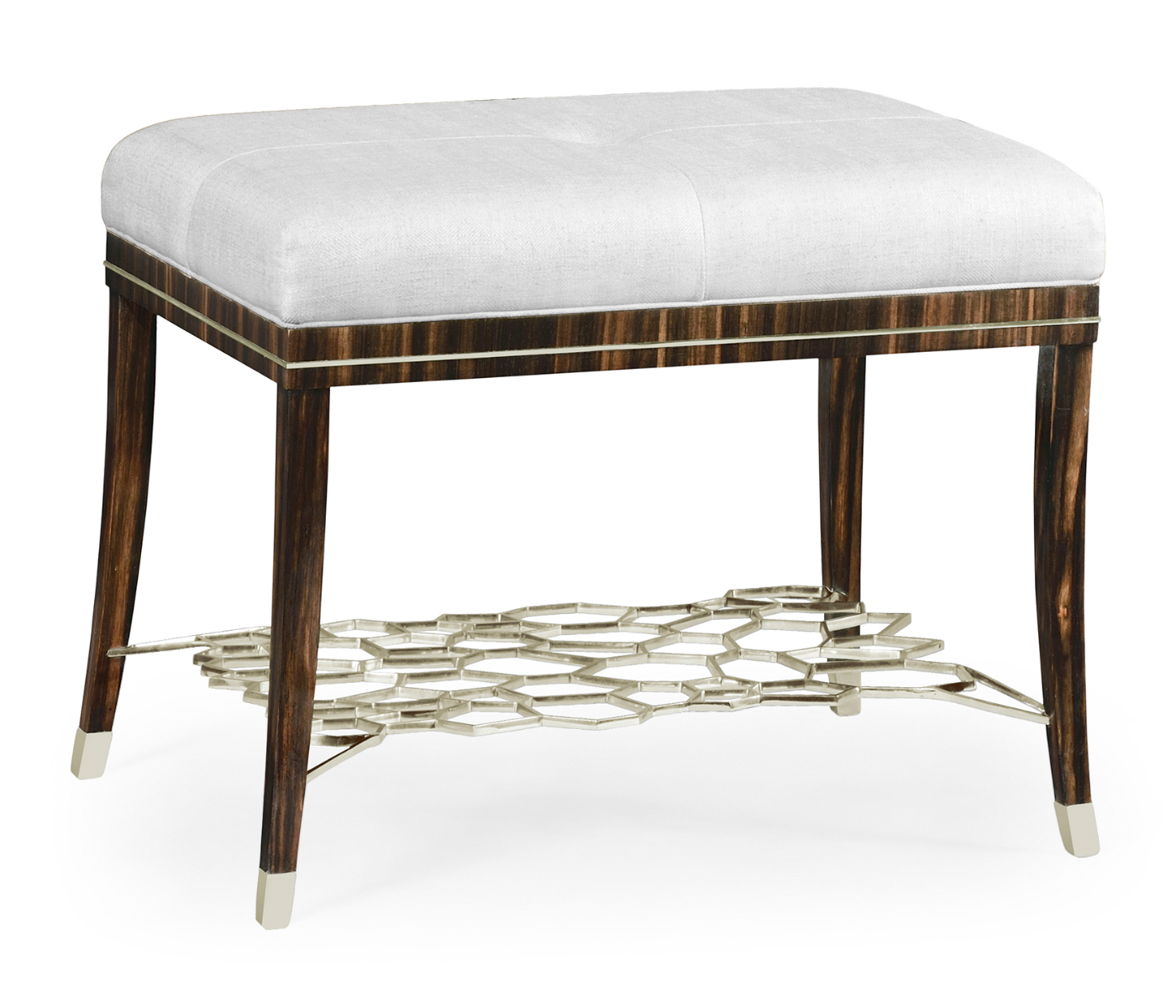 Macassar Ebony Stool with White Brass Detail