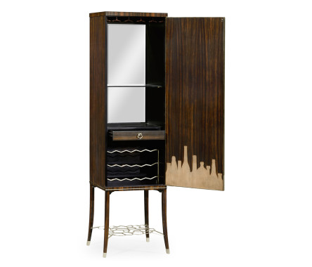 Macassar Ebony Drink Cabinet with White Brass Inlay