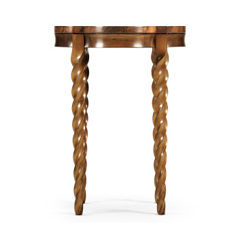Walnut Barleytwist Quatrefoil Side Table