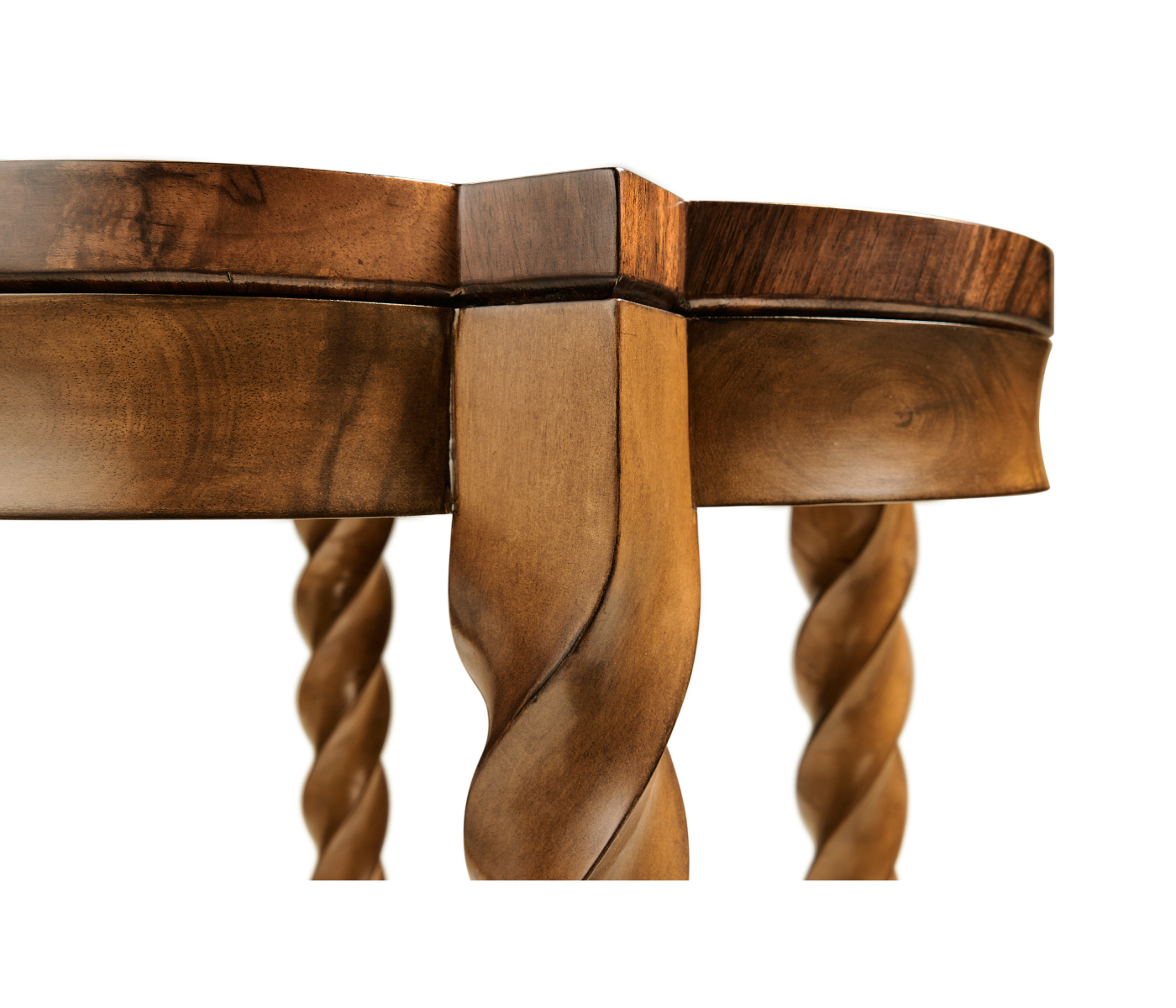 Walnut Barleytwist Quatrefoil Side Table