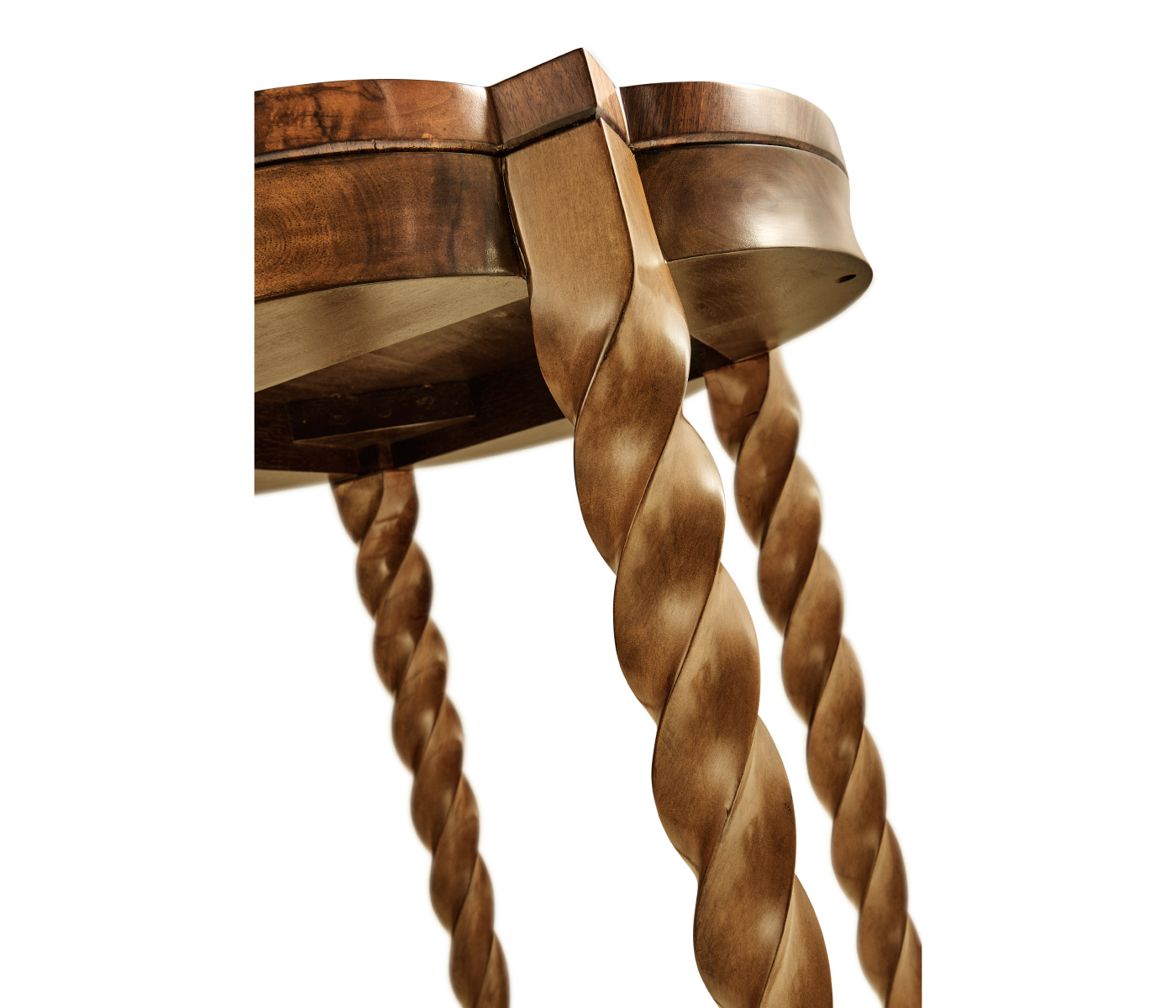 Walnut Barleytwist Quatrefoil Side Table