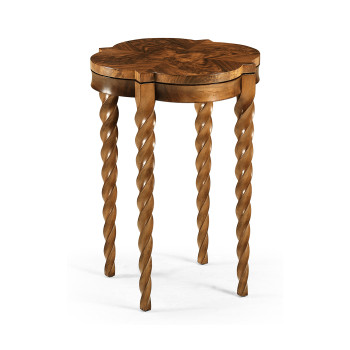 Walnut Barleytwist Quatrefoil Side Table