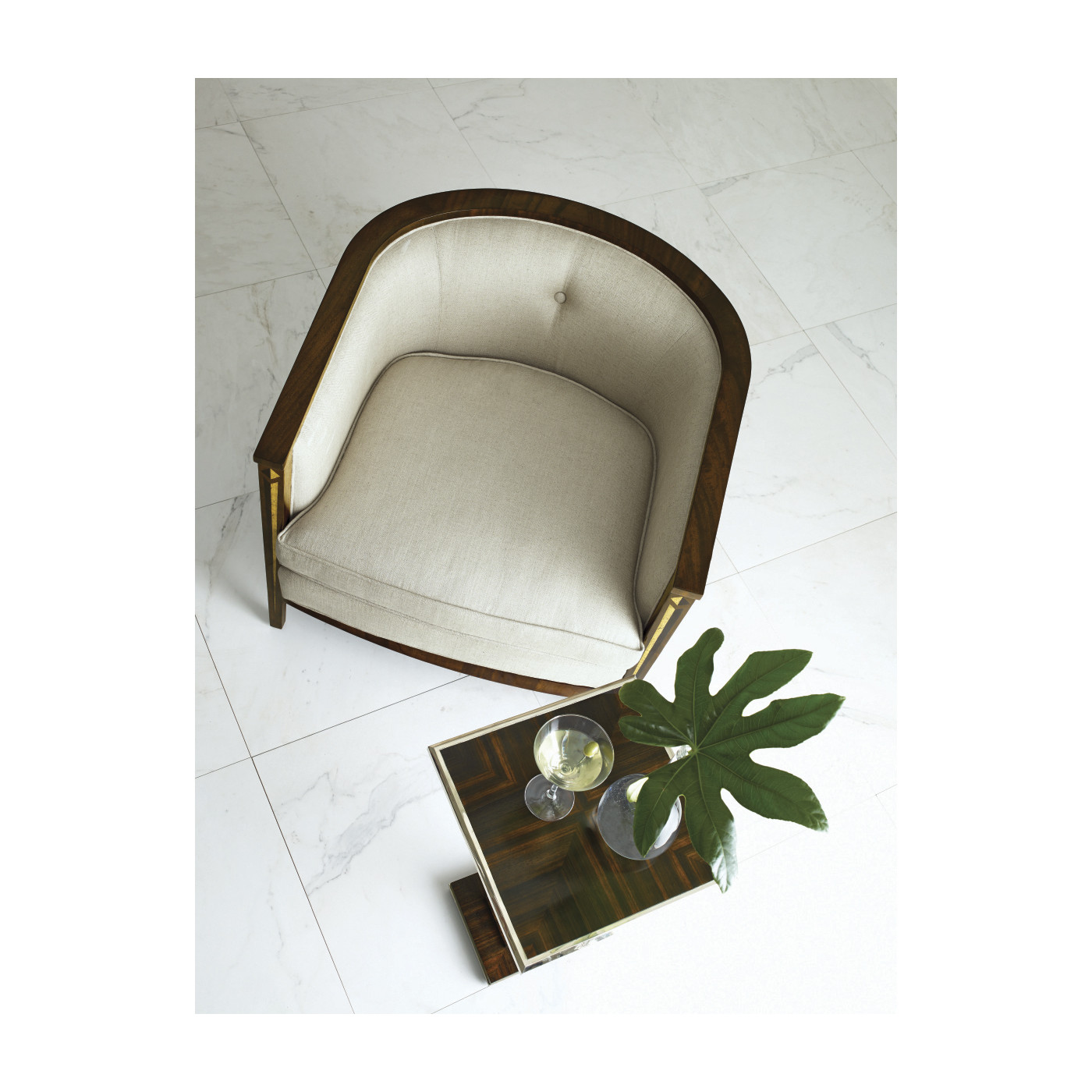 Macassar Ebony Martini Table with White Brass Detail