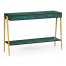 Teal Faux Shagreen and Brass Legged Console