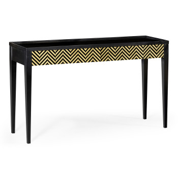 Classic Ebony & Ivory Herringbone Console Table