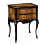 French Style Black Painted & Cherry Bedside Chest