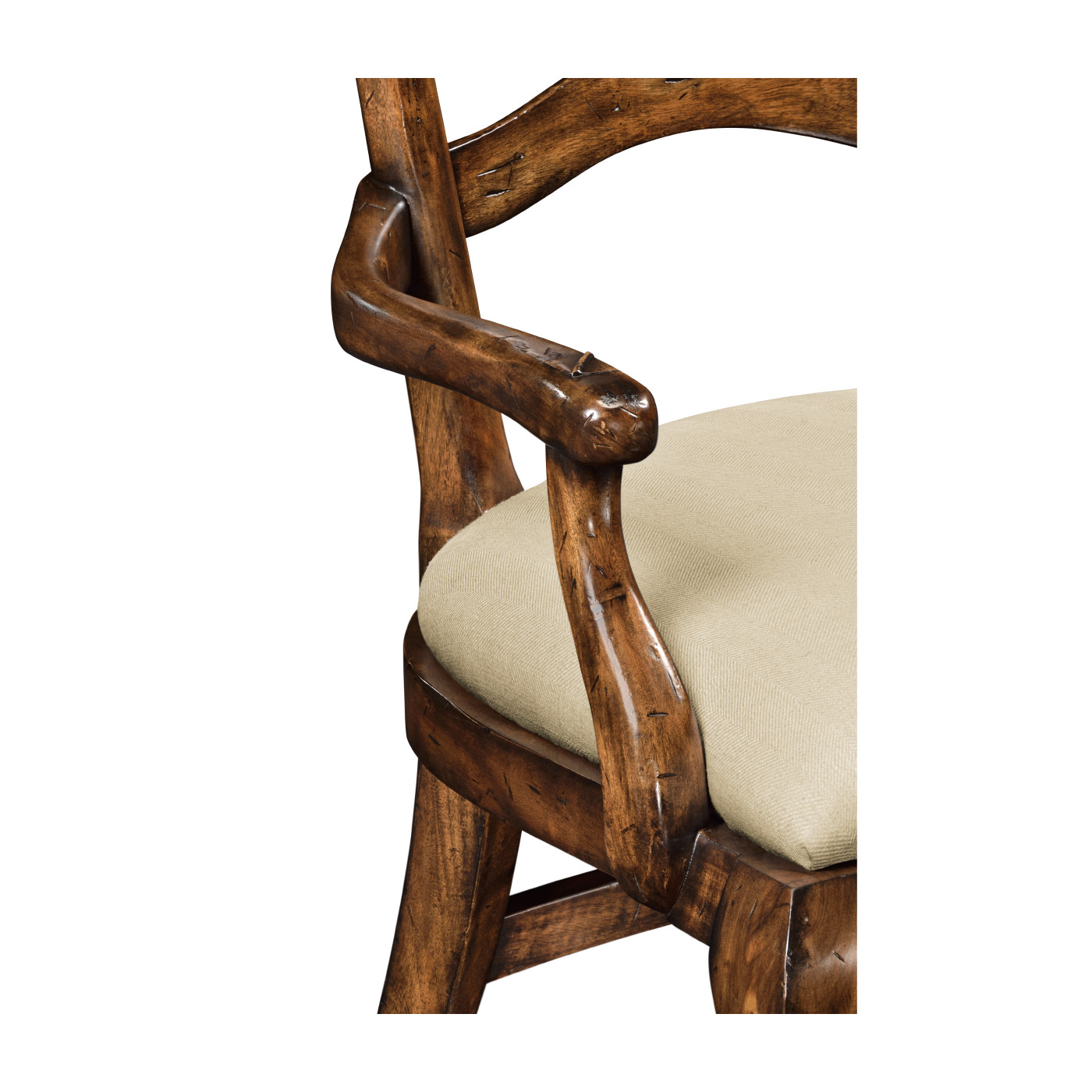 Casual Rustic Walnut Dining Arm Chair