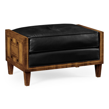 Cosmo Footstool, Upholstered in Black Leather