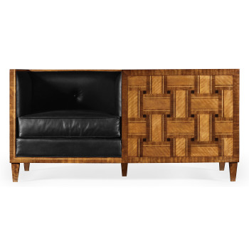 Cosmo Transitional Loveseat, Upholstered in Black Leather