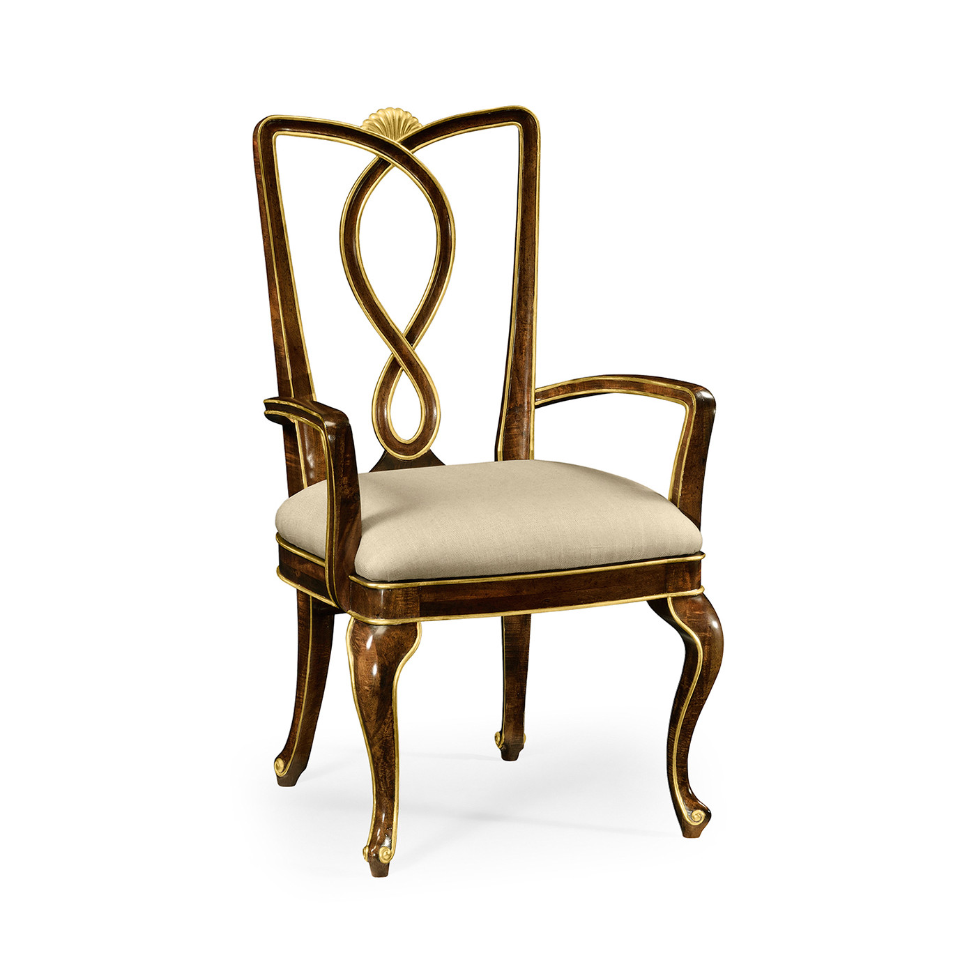 Antique Mahogany Brown Dining Arm Chair