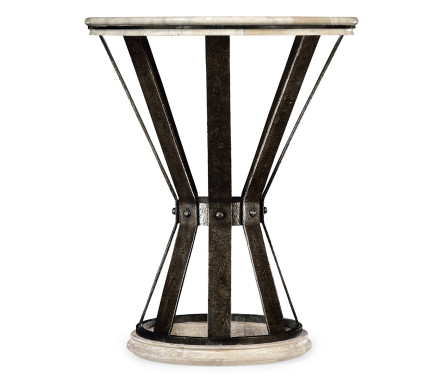 Wrought Iron Round Table with Light Marble Top