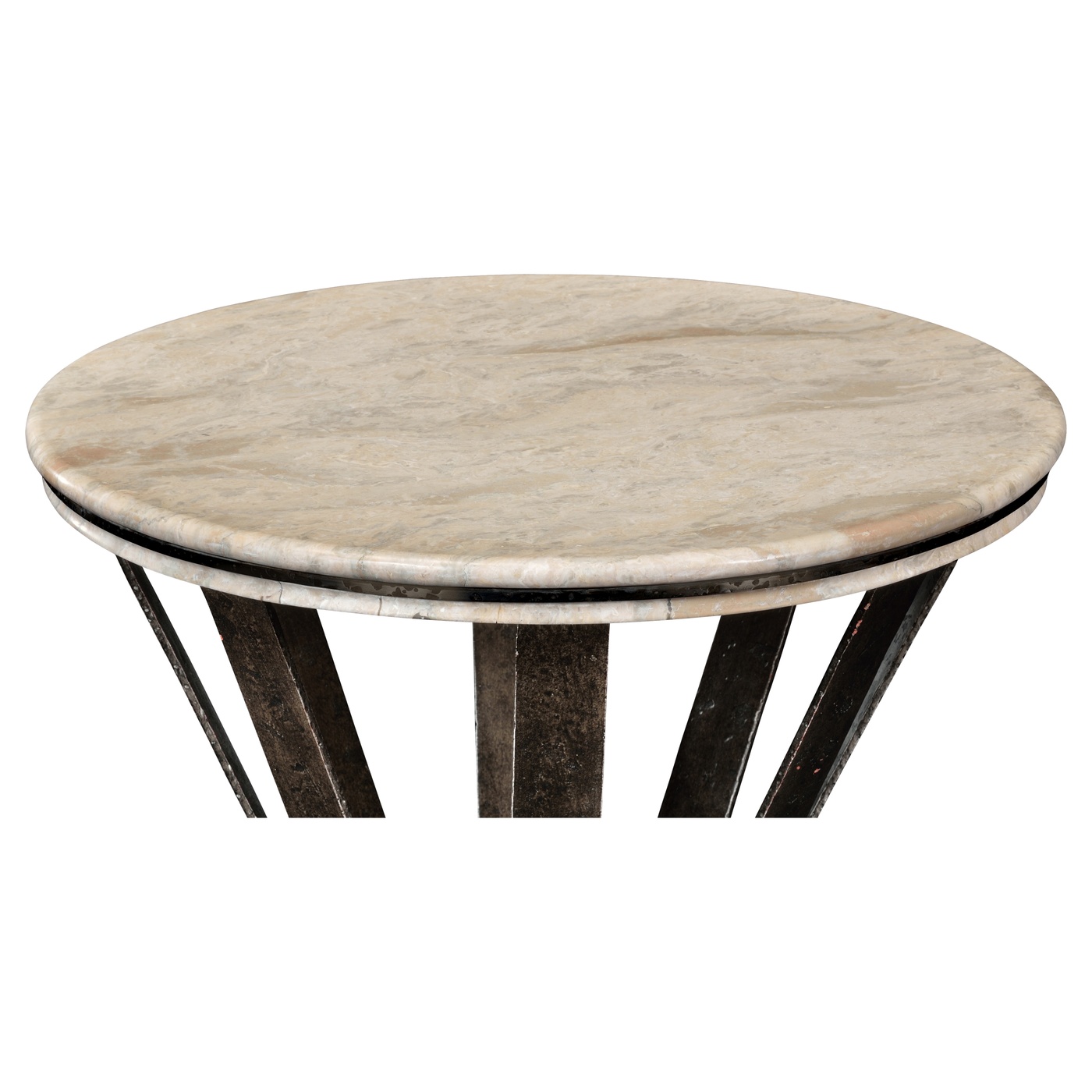 Wrought Iron Round Table with Light Marble Top