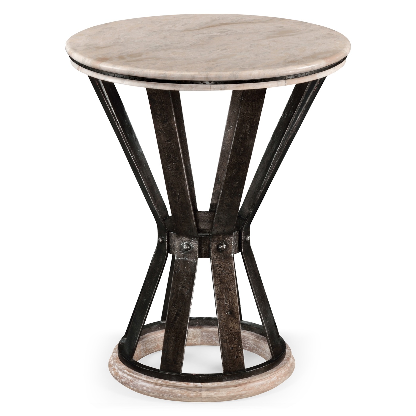 Wrought Iron Round Table with Light Marble Top