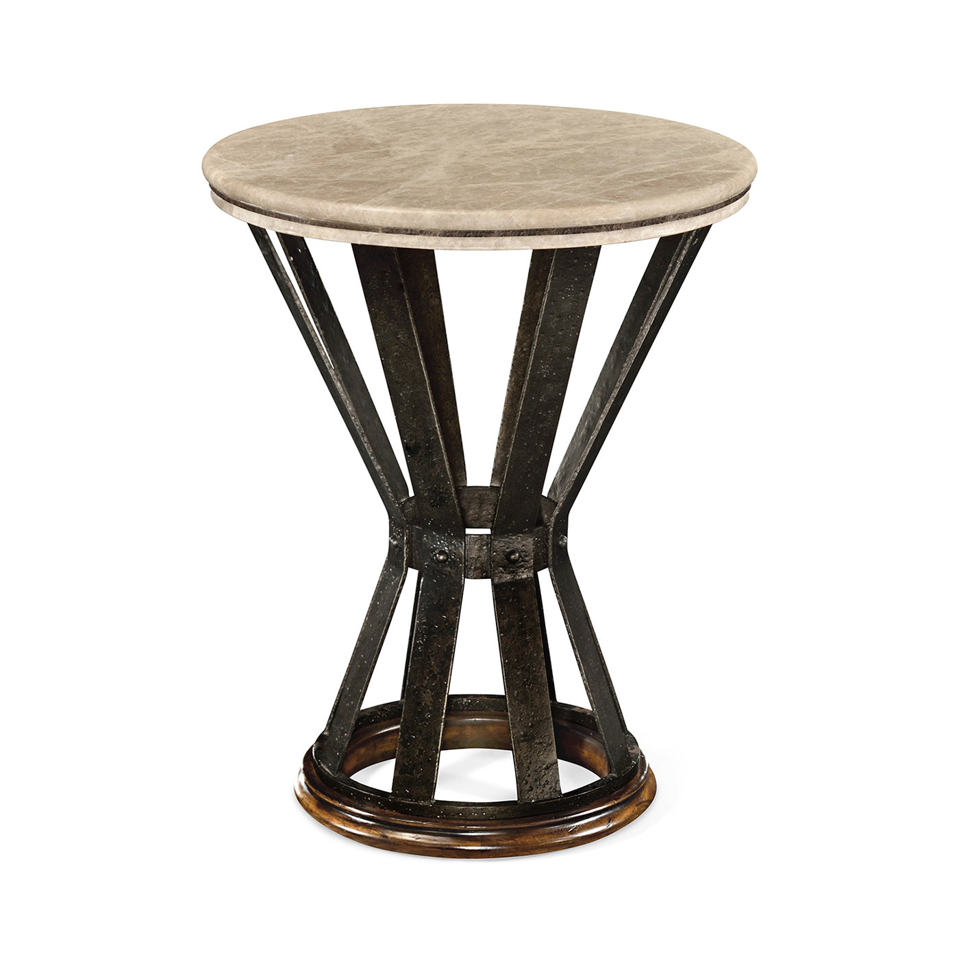 Wrought Iron Round Table with Dark Marble Top