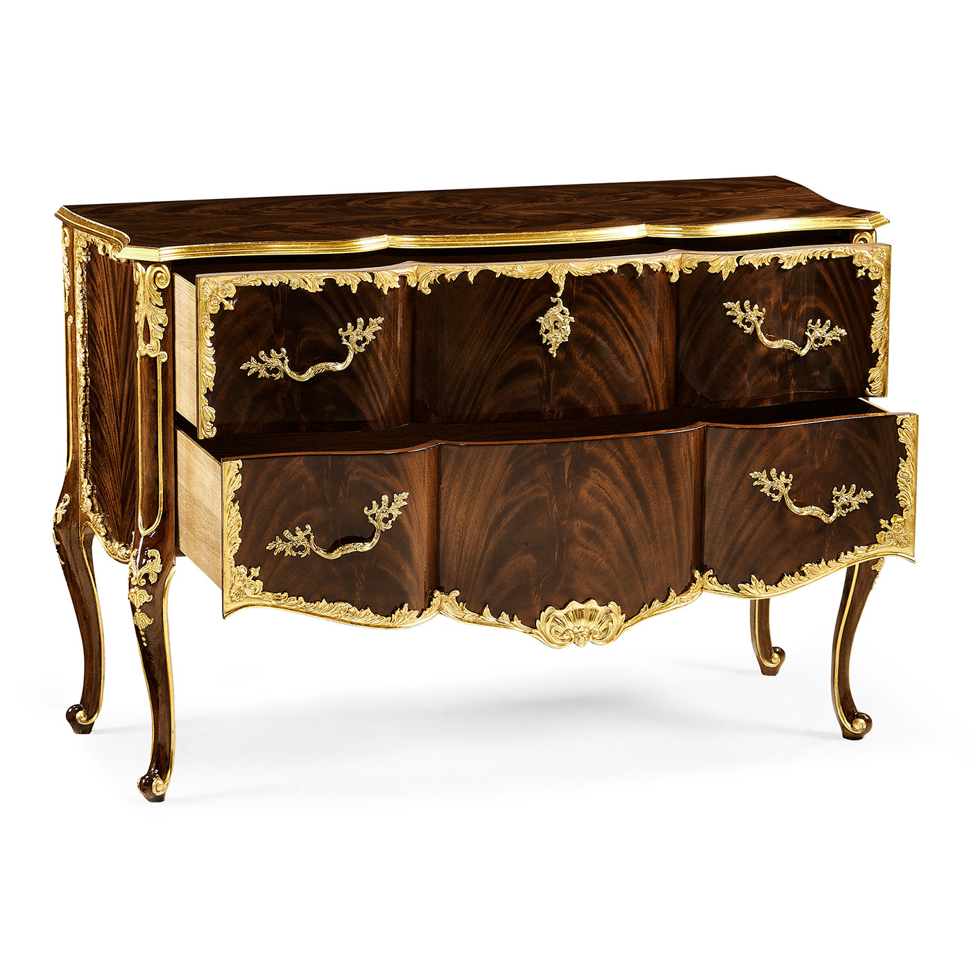 Mahogany chest of drawer with gilded