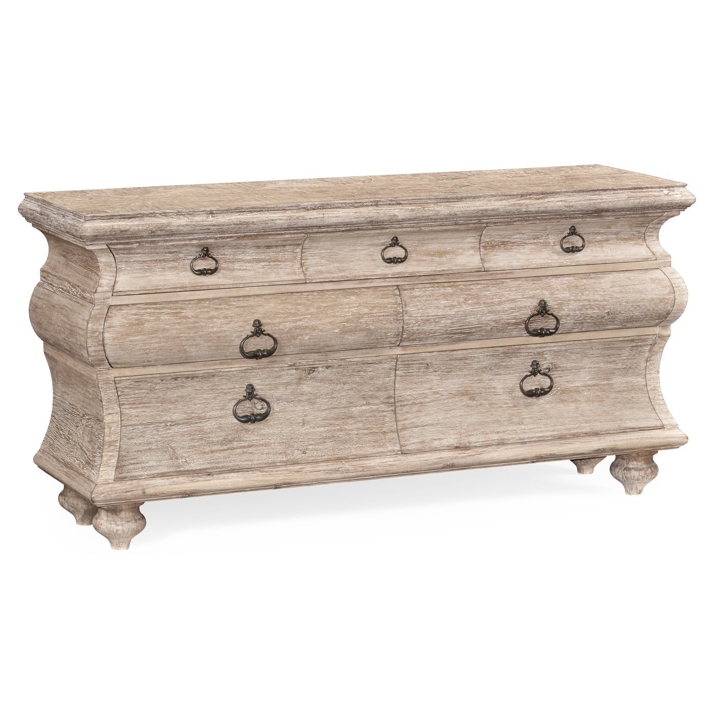 Large Rectangular Limed Acacia Chest of Drawers