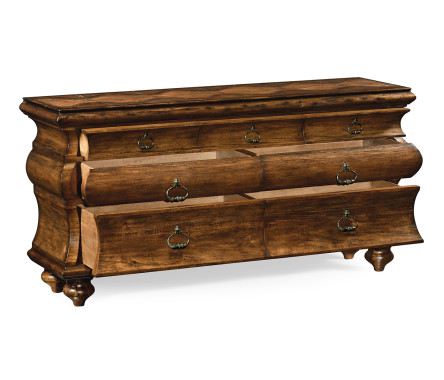 Large Rectangular Rustic Walnut Chest of Drawers