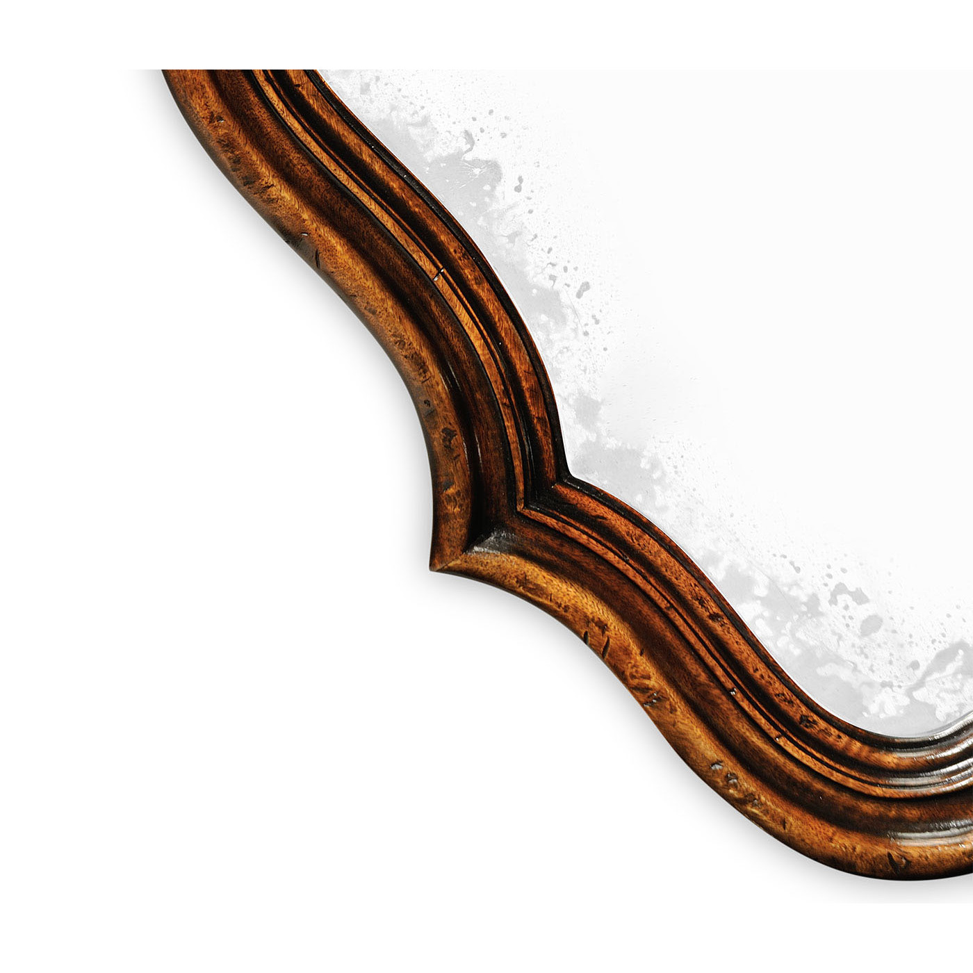 Rustic walnut oval antique mirror